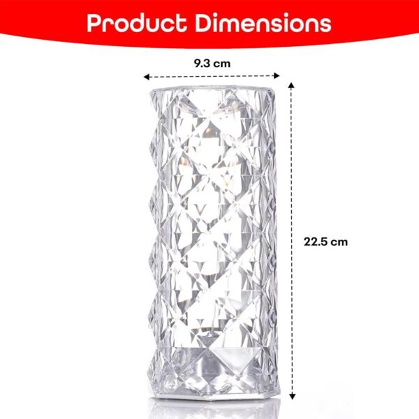 AMGHUB Crystal Lamp,16 Color Changing Rose Crystal Diamond Table Lamp,USB Rechargeable Touch Bedside Lamp Night Light with Remote Control, for Bedroom Living Room Party Dinner Decor
