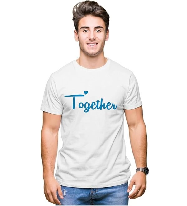 AMGHUB NP18 Men's & Women's Round Neck T-Shirt-Together Forever | Always Protec Trust King Queen-Pack of 2-Couple T-Shirts