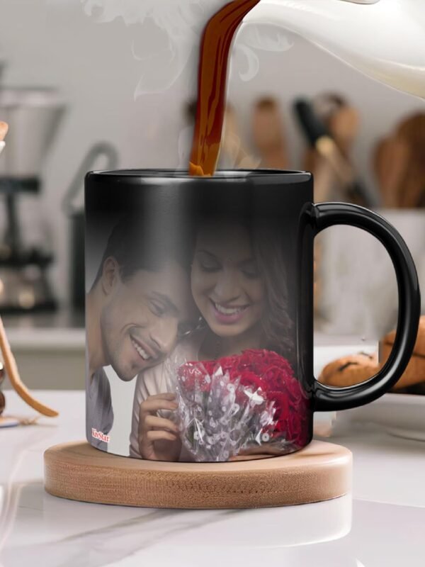 AMGHUB Personalized Magic Mug – Custom Photo, Quote, Name | Heat Sensitive Color Changing Ceramic Mug (325ml) | for Anniversary, Birthday, Valentine's Day – D-28