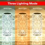 AMGHUB Crystal Lamp,16 Color Changing Rose Crystal Diamond Table Lamp,USB Rechargeable Touch Bedside Lamp Night Light with Remote Control, for Bedroom Living Room Party Dinner Decor