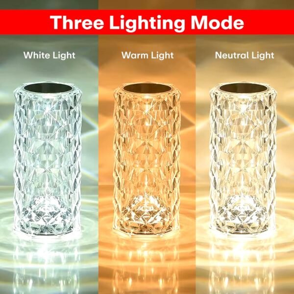 AMGHUB Crystal Lamp,16 Color Changing Rose Crystal Diamond Table Lamp,USB Rechargeable Touch Bedside Lamp Night Light with Remote Control, for Bedroom Living Room Party Dinner Decor
