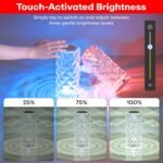 AMGHUB Crystal Lamp,16 Color Changing Rose Crystal Diamond Table Lamp,USB Rechargeable Touch Bedside Lamp Night Light with Remote Control, for Bedroom Living Room Party Dinner Decor