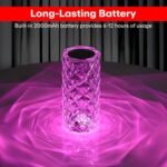 AMGHUB Crystal Lamp,16 Color Changing Rose Crystal Diamond Table Lamp,USB Rechargeable Touch Bedside Lamp Night Light with Remote Control, for Bedroom Living Room Party Dinner Decor