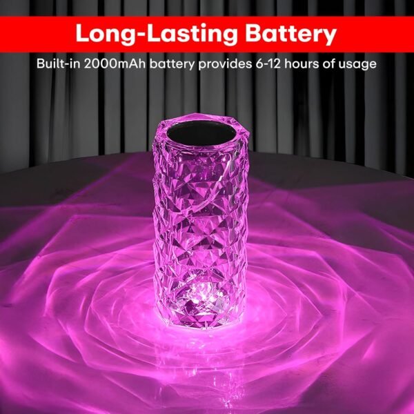 AMGHUB Crystal Lamp,16 Color Changing Rose Crystal Diamond Table Lamp,USB Rechargeable Touch Bedside Lamp Night Light with Remote Control, for Bedroom Living Room Party Dinner Decor