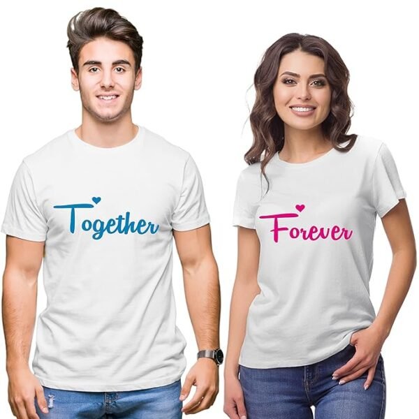 AMGHUB NP18 Men's & Women's Round Neck T-Shirt-Together Forever | Always Protec Trust King Queen-Pack of 2-Couple T-Shirts