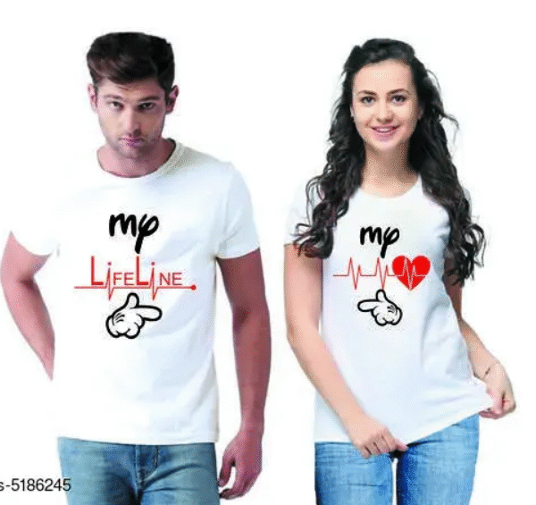Stylish Printed Couple T-Shirts by AMGHUB | Cotton Blend | Matching Tees for Him & Her