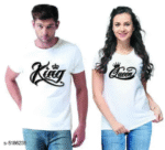 King & Queen Printed Couple T-Shirts by AMGHUB | Cotton Blend | Perfect Matchwear for Couples