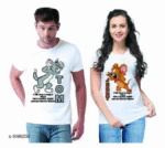 AMGHUB Stylish Printed Couple T-Shirts – Matching Cotton Blend Tees for Him & Her