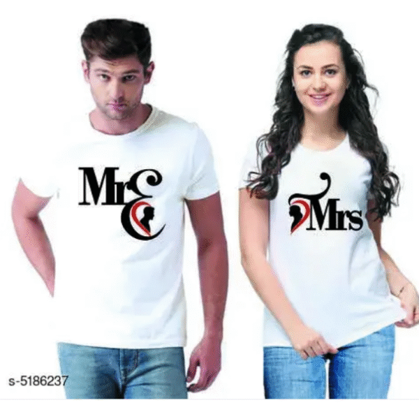 AMGHUB Stylish Printed Couple T-Shirts – Matching Cotton Blend Tees for Him & Her