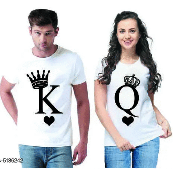 Stylish Printed Couple T-Shirts by AMGHUB | Cotton Blend | Matching Tees for Him & Her