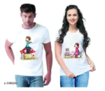 Matching Printed Couple T-Shirts by AMGHUB – Cotton Blend Combo for Him & Her