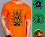 AMGHUB Unisex Bolbam Bholenath Printed T-Shirt | Orange Kanwar Yatra T-Shirt for Men & Women