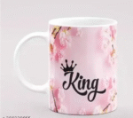 AMGHUB King & Queen Couple Printed Ceramic Mugs | 330ml | Pack of 2 | Perfect Gift for Valentine’s Day, Anniversary, Birthday