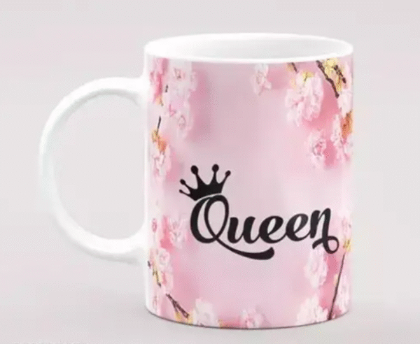 AMGHUB King & Queen Couple Printed Ceramic Mugs | 330ml | Pack of 2 | Perfect Gift for Valentine’s Day, Anniversary, Birthday