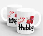 AMGHUB Hubby Wifey Printed Ceramic Mug Set | 330ml | Pack of 2 | Gift for Couples, Friends, Lovers | Birthday & Anniversary Special