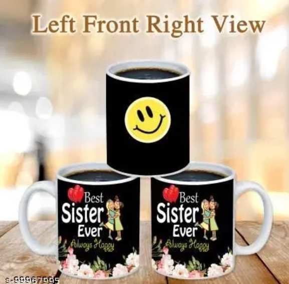 AMGHUB Happy Birthday & Rakhi Gift Mug for Sister | 325ml Ceramic Coffee Cup | “Best Sister Ever” Printed | Raksha Bandhan Special