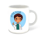 AMGHUB Doctor Edition – “What’s Your Kick?” Printed Ceramic Mug | 325 ml | Light Blue Inner | Gift for Doctors & Medical Champs
