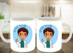 AMGHUB Doctor Edition – “What’s Your Kick?” Printed Ceramic Mug | 325 ml | Light Blue Inner | Gift for Doctors & Medical Champs