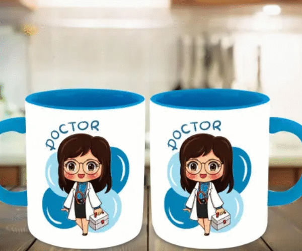 AMGHUB Doctor Edition – “What’s Your Kick?” Printed Ceramic Mug | 325 ml | Light Blue Inner | Gift for Doctors & Medical Champs