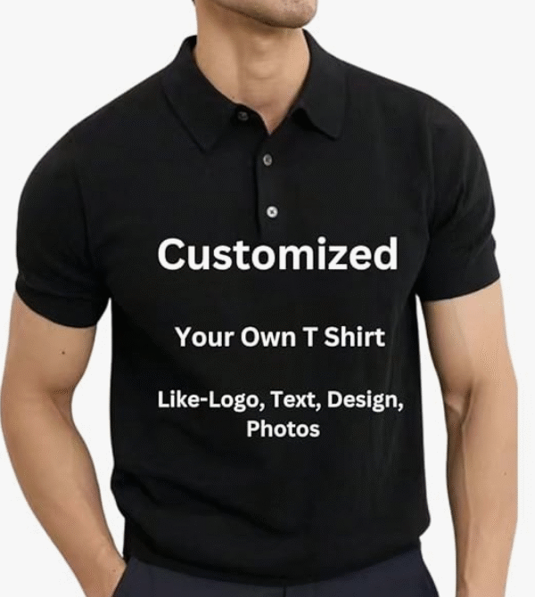 AMGHUB Customized Polo T-Shirt – Add Your Logo, Photo, Name, or Text | Unisex | Black, White, Navy Blue, Grey