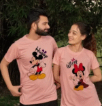 AMGHUB Couple Peach T-Shirts – King & Queen Printed Set | Stylish Anniversary & Couple Gift (Pack of 2)