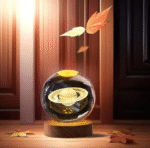 AMGHUB 3D Saturn Galaxy Crystal Ball Night Lamp – USB LED Table Light with Wooden Base | Kids Room & Gift Decor