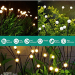 AMGHUB Solar Firefly Garden Lights – Outdoor Swaying Lamps with 8 LEDs (Warm White, Pack of 2) | Waterproof | Auto On/Off | DIY Installation