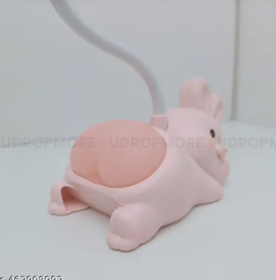 AMGHUB Cute Rabbit Table Lamp for Kids – Pink | Night Light with USB Charging & 2 Lamp Modes | Study Table, Bedroom & Reading Desk Lamp