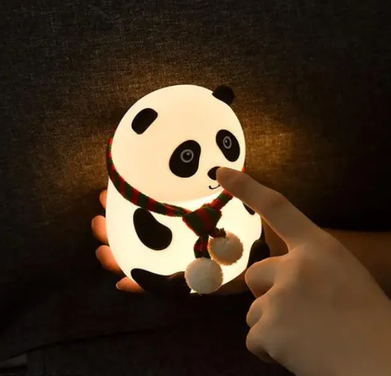AMGHUB Panda Touch Night Lamp – 7 Color Rechargeable LED Light for Kids | Soft Silicone Lamp for Boys & Girls | Cute Birthday Gift | Close Eye Design