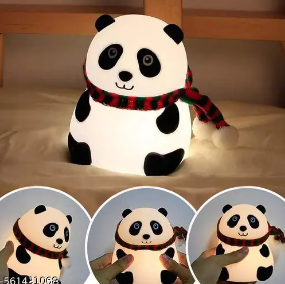 AMGHUB Panda Touch Night Lamp – 7 Color Rechargeable LED Light for Kids | Soft Silicone Lamp for Boys & Girls | Cute Birthday Gift | Close Eye Design
