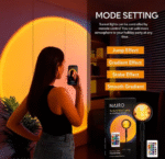 AMGHUB Sunset Projection Lamp – 16 RGB Colors with Remote | Golden Hour Night Light | 360° Rotating Floor Lamp for Room Décor, Photography & Reels
