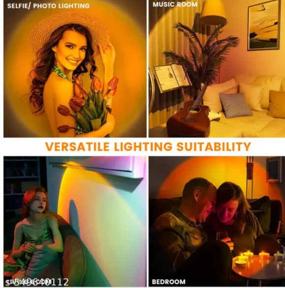 AMGHUB Sunset Projection Lamp – 16 RGB Colors with Remote | Golden Hour Night Light | 360° Rotating Floor Lamp for Room Décor, Photography & Reels
