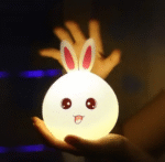 AMGHUB Cute Rabbit Silicone Night Lamp for Kids | 7 Color Changing LED Light with Tap Control | USB Rechargeable Bedside Lamp (Multicolor)