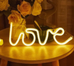 AMGHUB "Love" Neon LED Light Sign – Romantic Room Decor with USB Power | Warm White Table Lamp for Gift, Wall, and Bedroom Decoration