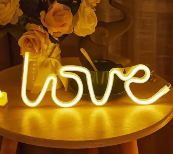 AMGHUB "Love" Neon LED Light Sign – Romantic Room Decor with USB Power | Warm White Table Lamp for Gift, Wall, and Bedroom Decoration