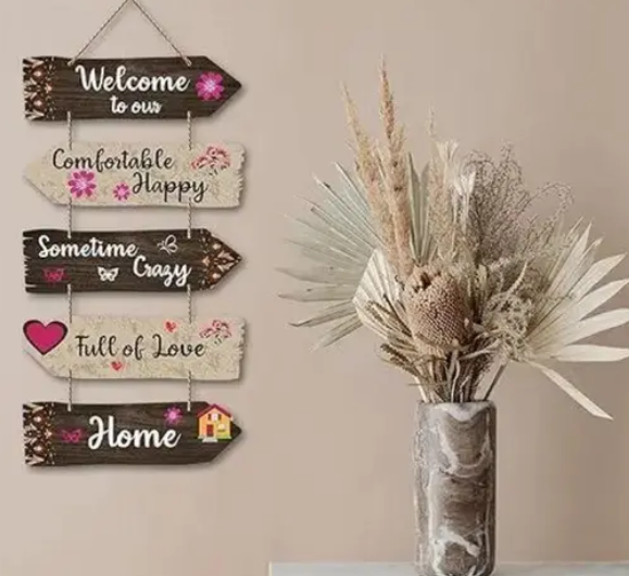 AMGHUB Wooden Wall Hanging | Decorative Wall Art for Home & Office | Comfortable Happy Home Décor Piece | Premium Digital Print MDF Panel