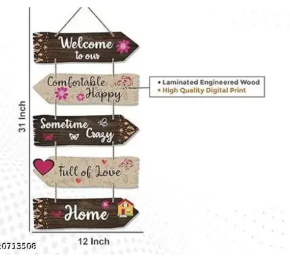 AMGHUB Wooden Wall Hanging | Decorative Wall Art for Home & Office | Comfortable Happy Home Décor Piece | Premium Digital Print MDF Panel