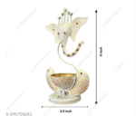 AMGHUB Handcrafted Ganesha T-Light Holder – Pearl Elegance Finish | Premium Metal Home Temple Decor | 11 Inch Height