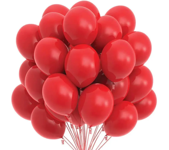 AMGHUB Solid Red & Silver Balloons – Pack of 50 (Metallic Finish, Latex, Reusable)