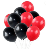 AMGHUB Red & Black Solid Balloons – Pack of 100 with Free Pump (Metallic Finish, Latex, Reusable)