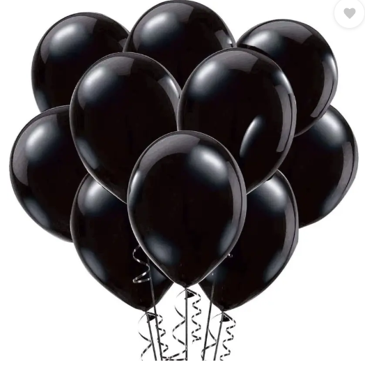 AMGHUB Solid Black Balloons – Pack of 50 (Metallic Finish, Latex, Reusable)