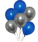 AMGHUB Solid Sky Blue & Silver Balloons – Pack of 50 (Metallic Finish, Latex, Reusable)