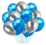 AMGHUB Solid Silver Balloons – Pack of 100 with Air Pump (Metallic Finish, Latex, Reusable, Party Decoration)