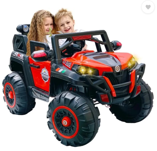 AMGHUB Battery Ride-On Jeep 4x4 – Big Size with Spring Suspension, Swing Function & Bluetooth Remote (Red)
