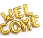 AMGHUB Welcome Foil Balloon – Gold, Pack of 1 (Reusable, Metallic Finish, Welcome Party Decor)