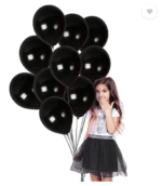 AMGHUB Solid Black Balloons – Pack of 100 with Air Pump (Metallic Finish, Latex, Reusable)