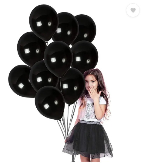 AMGHUB Solid Black Balloons – Pack of 100 with Air Pump (Metallic Finish, Latex, Reusable)