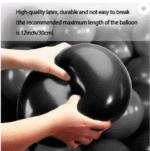 AMGHUB Solid Black Balloons – Pack of 100 with Air Pump (Metallic Finish, Latex, Reusable)