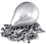 AMGHUB Solid Silver Balloons – Pack of 100 with Air Pump (Metallic Finish, Latex, Reusable, Party Decoration)