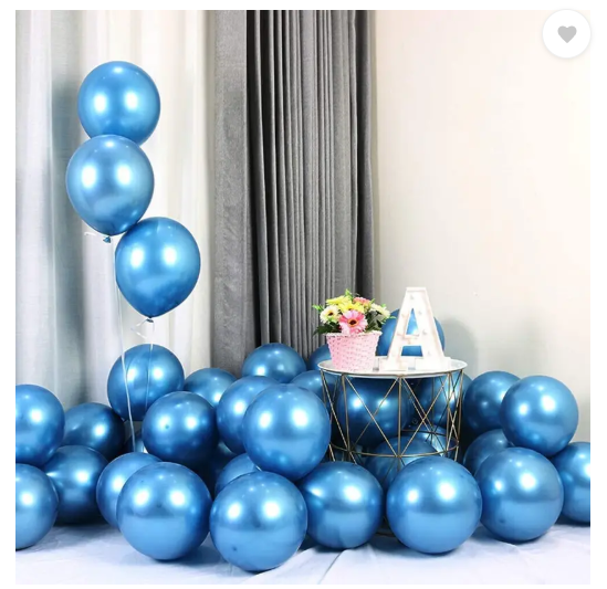 AMGHUB Solid Sky Blue Balloons – Pack of 100 (Metallic Finish, Latex, Reusable, Party Decoration)